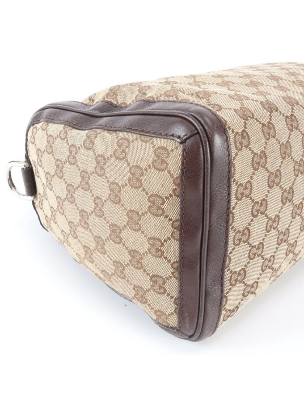 Gucci GG Canvas Techno Tag Mini Boston Leather Handbag Tote - Picture 6 of 9